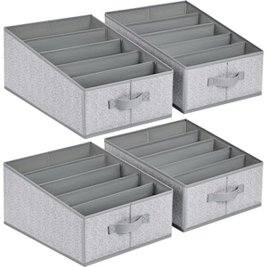 image:imageDIMJ Wardrobe Clothes Organizer Fabric Drawer Organizer Clothes Pants Jeans Sweater Organizer for Closet Foldable Closet Storage Organizers 5 Grids Clothing Drawer Organizers 4 Pack Ash Grey