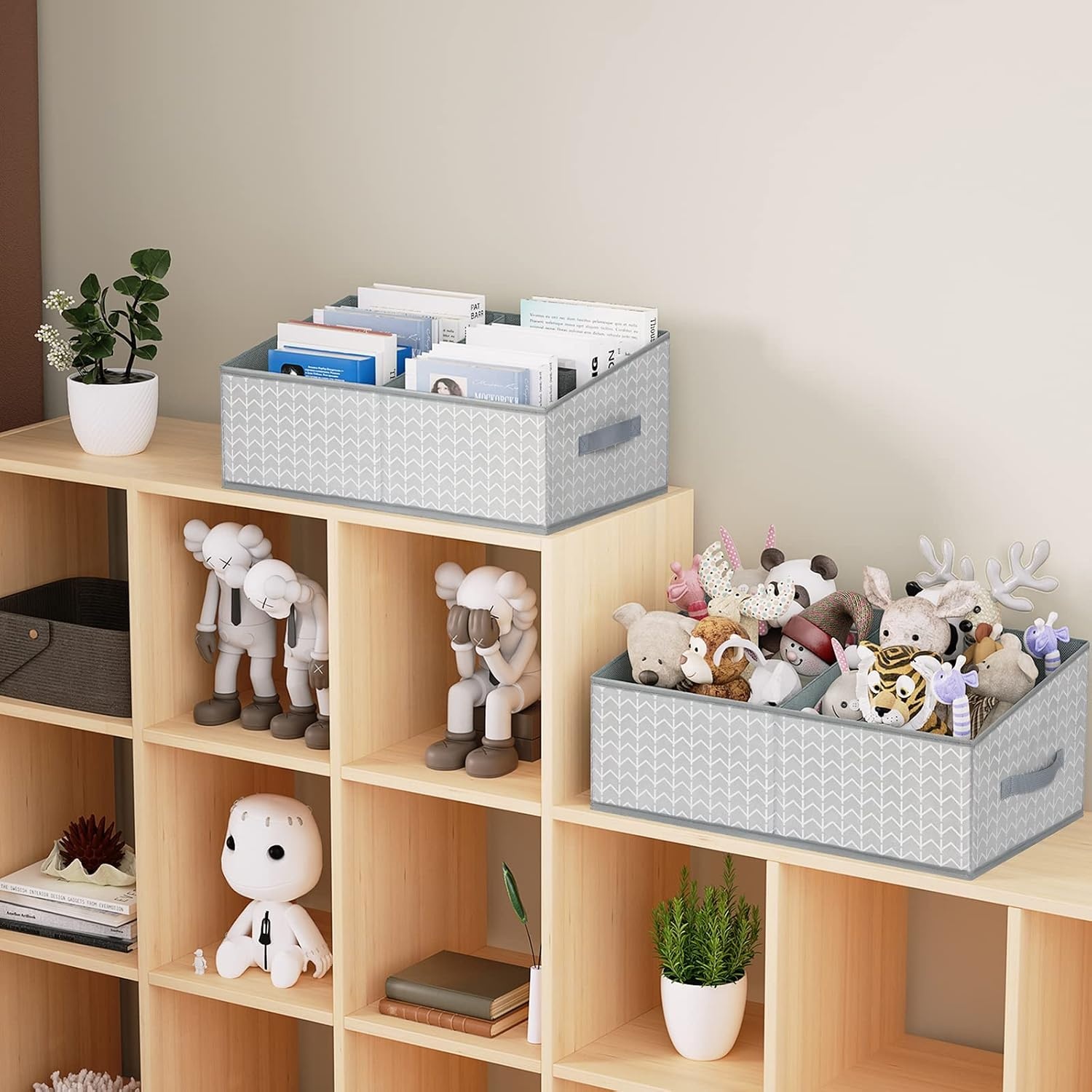image:imageDIMJ Closet Baskets 3 Packs Trapezoid Storage Bins Foldable Fabric Baskets for Clothes Baby Toiletry Toys Towel DVD Book