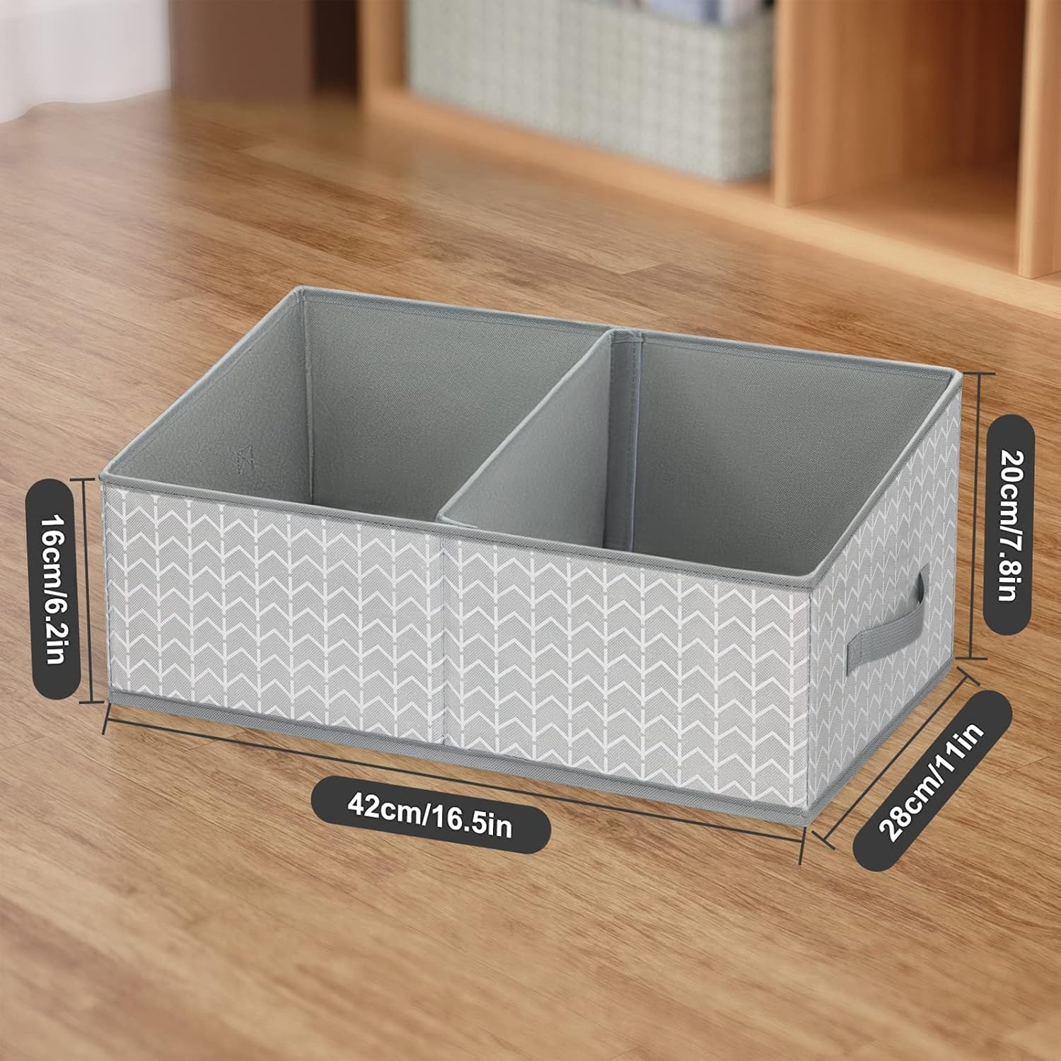 image:imageDIMJ Closet Baskets 3 Packs Trapezoid Storage Bins Foldable Fabric Baskets for Clothes Baby Toiletry Toys Towel DVD Book
