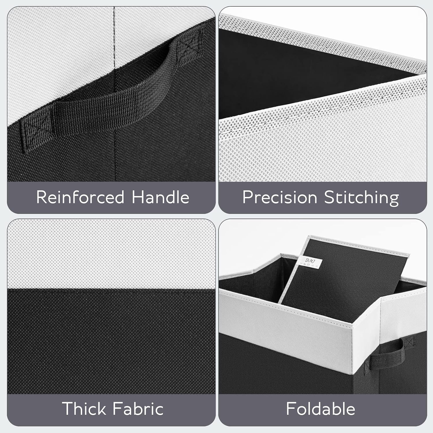 image:imageDIMJ Closet Storage Bins Fabric Baskets for Shelves with HandlesCloset Shelf Organizer Bins for Organization Storage Box Cubes for Closet Wardrobe Shelf 3 Pack Black and White