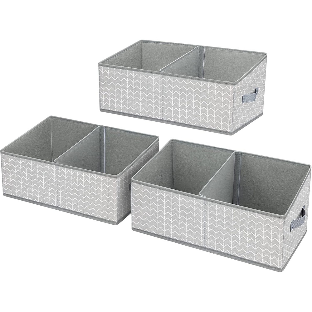 image:imageDIMJ Closet Baskets 3 Packs Trapezoid Storage Bins Foldable Fabric Baskets for Clothes Baby Toiletry Toys Towel DVD Book