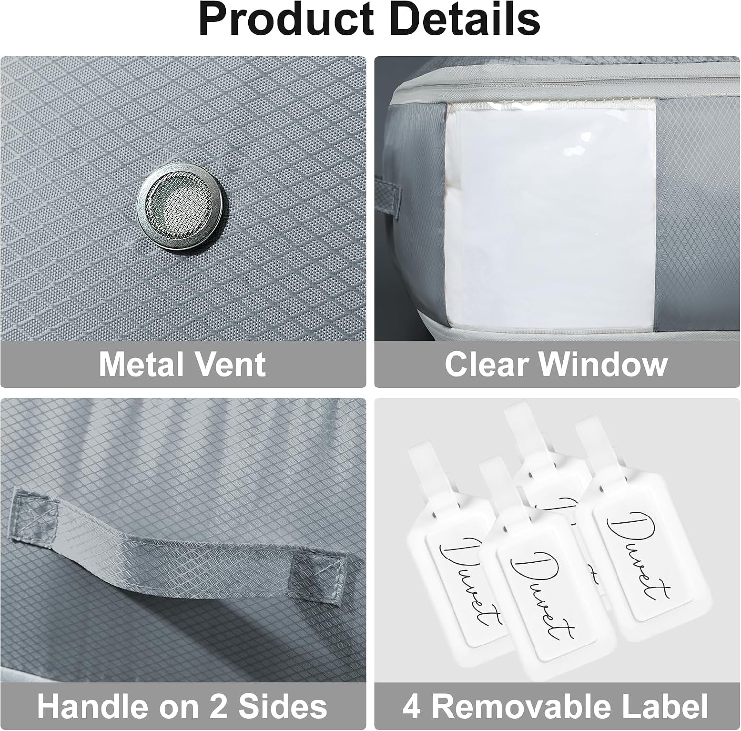 image:imageDIMJ Compression Storage Bags 8 Pack Blanket Storage Bags with Window Zipper Ultra Space Saving Self Compression Organizer for Puffer Jacket Bedding Lightweight Comforter Duvet Sweater SheetGray