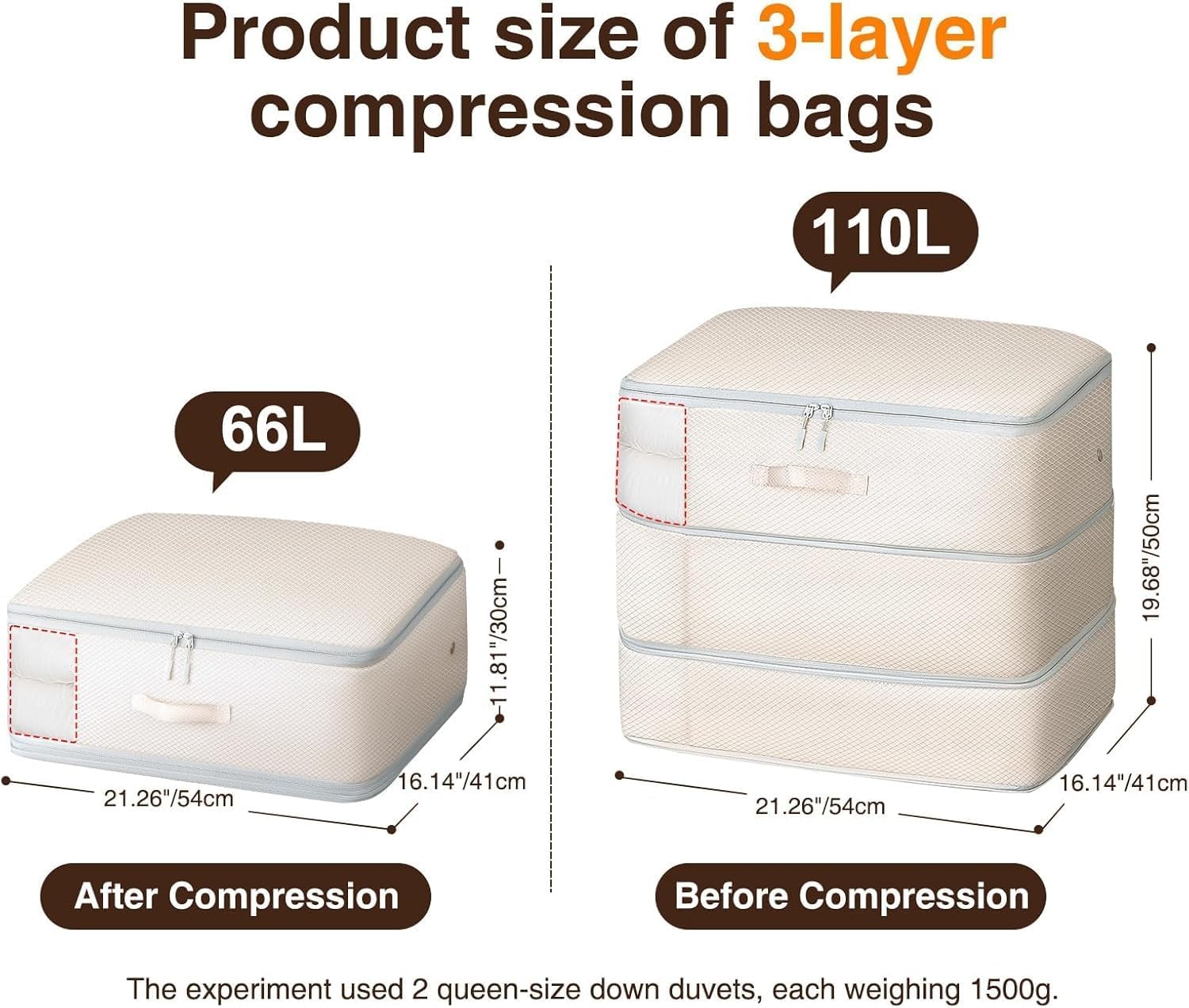 image:imageDIMJ Compression Storage Bags 8 Pack Blanket Storage Bags with Window Zipper Ultra Space Saving Self Compression Organizer for Puffer Jacket Bedding Lightweight Comforter Duvet Sweater SheetBeige