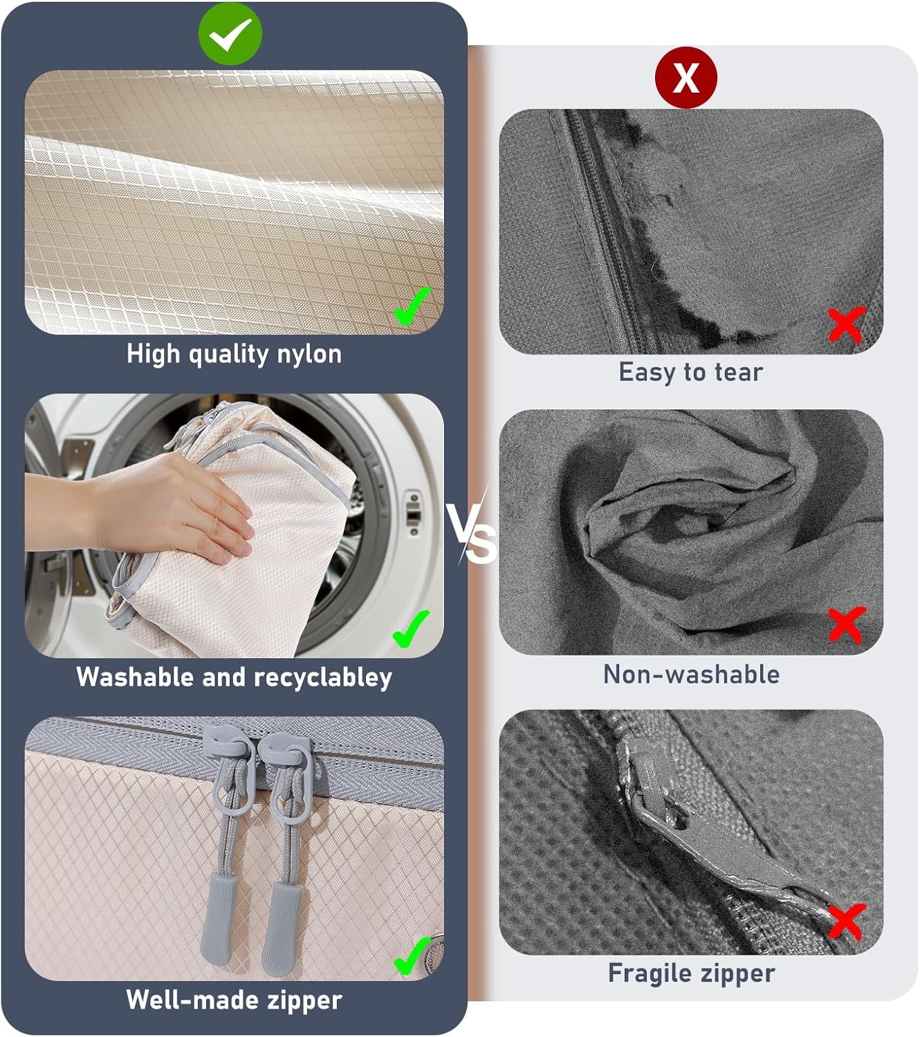 image:imageDIMJ Compression Storage Bags 8 Pack Blanket Storage Bags with Window Zipper Ultra Space Saving Self Compression Organizer for Puffer Jacket Bedding Lightweight Comforter Duvet Sweater SheetBeige