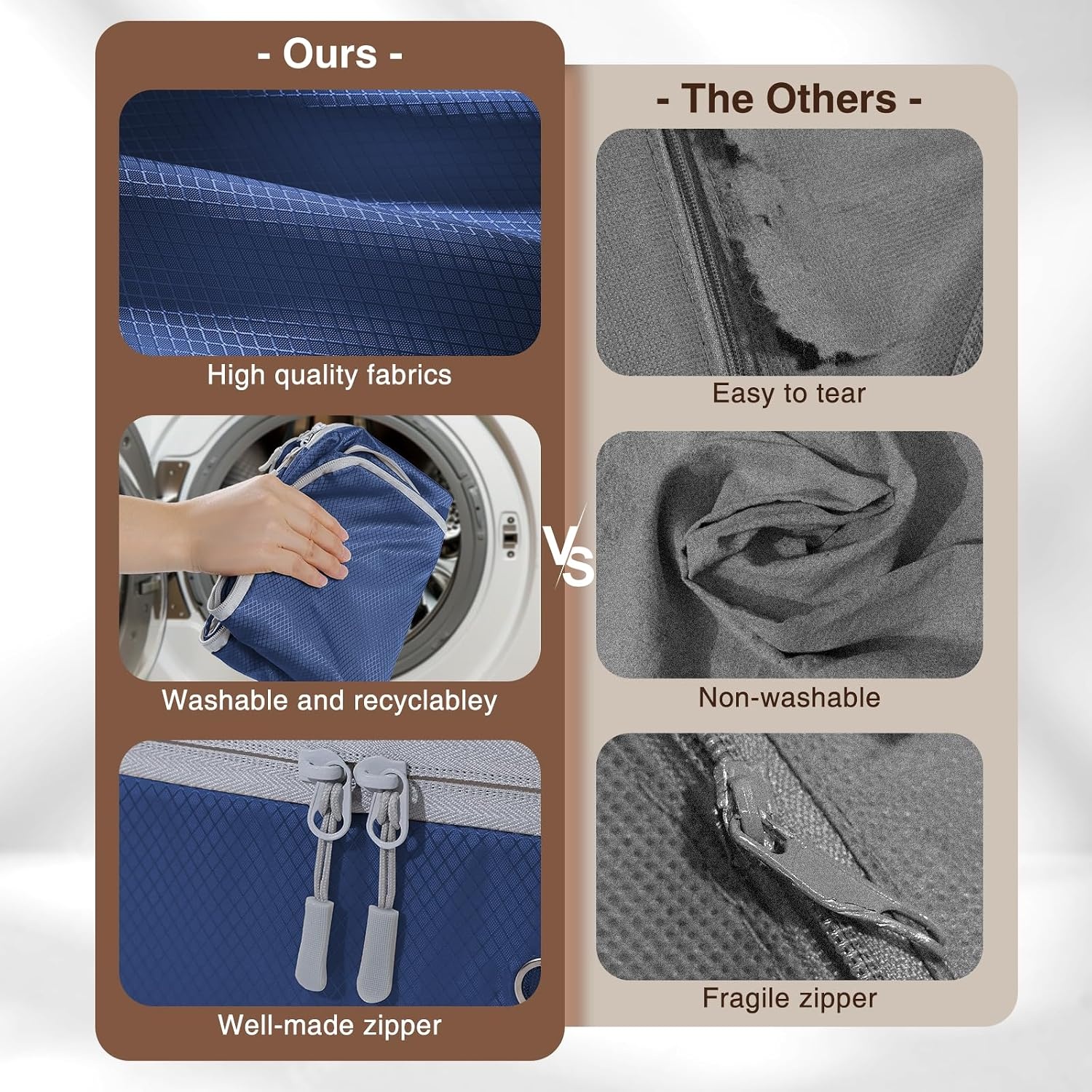 image:imageDIMJ Compression Storage Bags 8 Pack Blanket Storage Bags with Window Zipper Ultra Space Saving Self Compression Organizer for Puffer Jacket Bedding Lightweight Comforter Duvet Sweater SheetNavy Blue