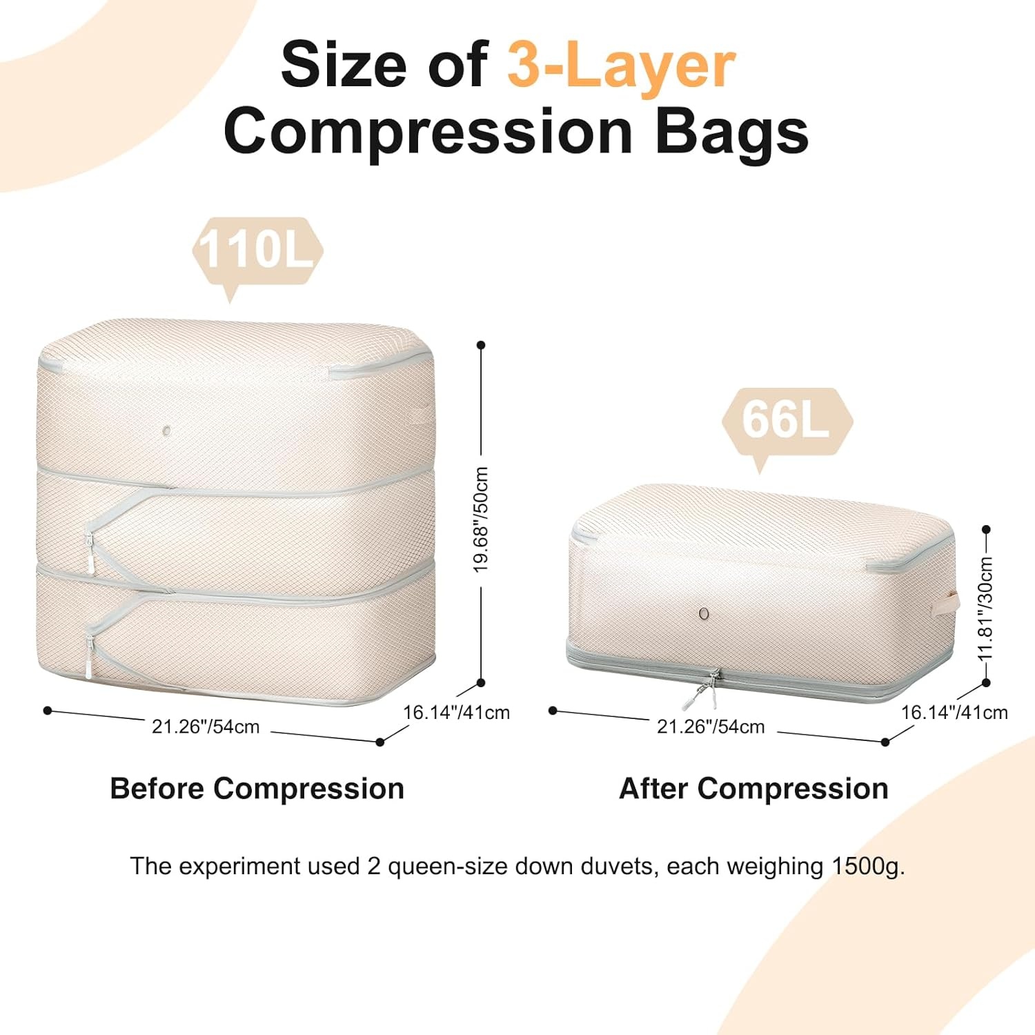 image:imageDIMJ Compression Storage Bags 8 Pack Blanket Storage Bags with Window Zipper Ultra Space Saving Self Compression Organizer for Puffer Jacket Bedding Lightweight Comforter Duvet Sweater SheetBeige