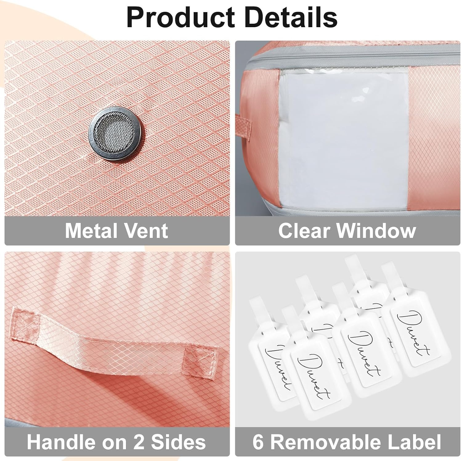 image:imageDIMJ Compression Storage Bags 8 Pack Blanket Storage Bags with Window Zipper Ultra Space Saving Self Compression Organizer for Puffer Jacket Bedding Lightweight Comforter Duvet Sweater SheetPink