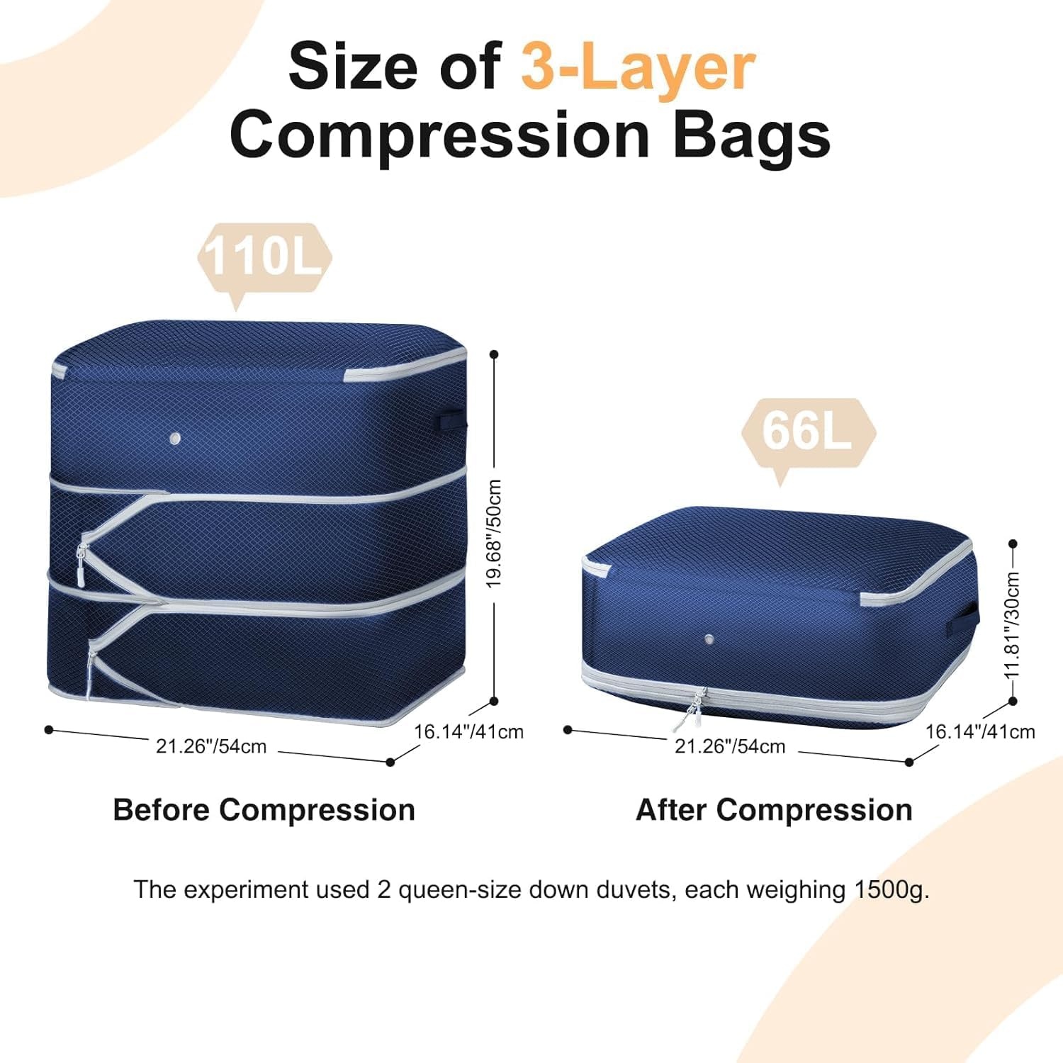 image:imageDIMJ Compression Storage Bags 8 Pack Blanket Storage Bags with Window Zipper Ultra Space Saving Self Compression Organizer for Puffer Jacket Bedding Lightweight Comforter Duvet Sweater SheetNavy Blue