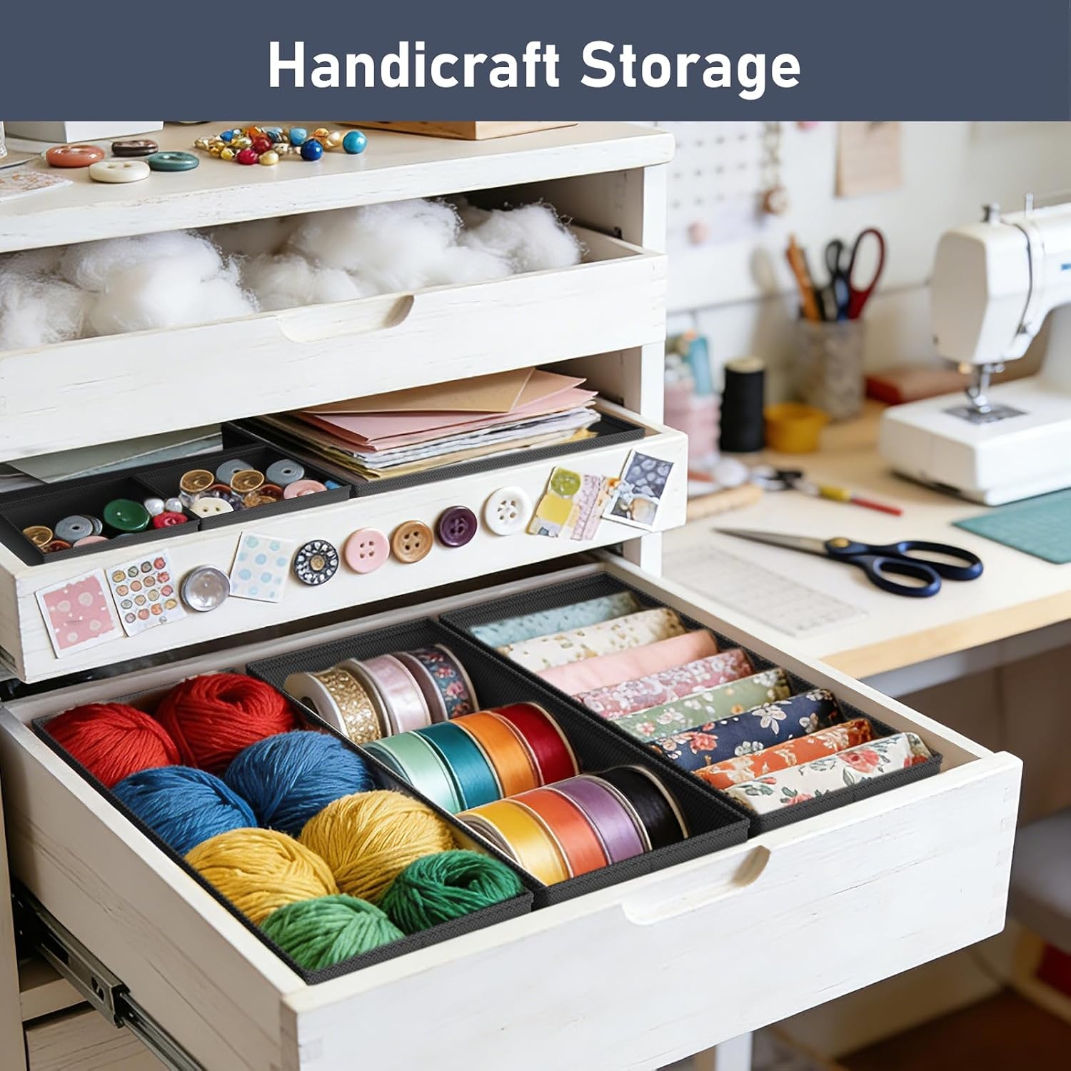 image:imageDIMJ Drawer Organizer Clothes Storage 24 Pack Baby Dresser Organizer for Nursery Small Fabric Closet Drawer Organizer Bins for Underwears Socks Foldable Storage Dividers Organization for BedroomBlack