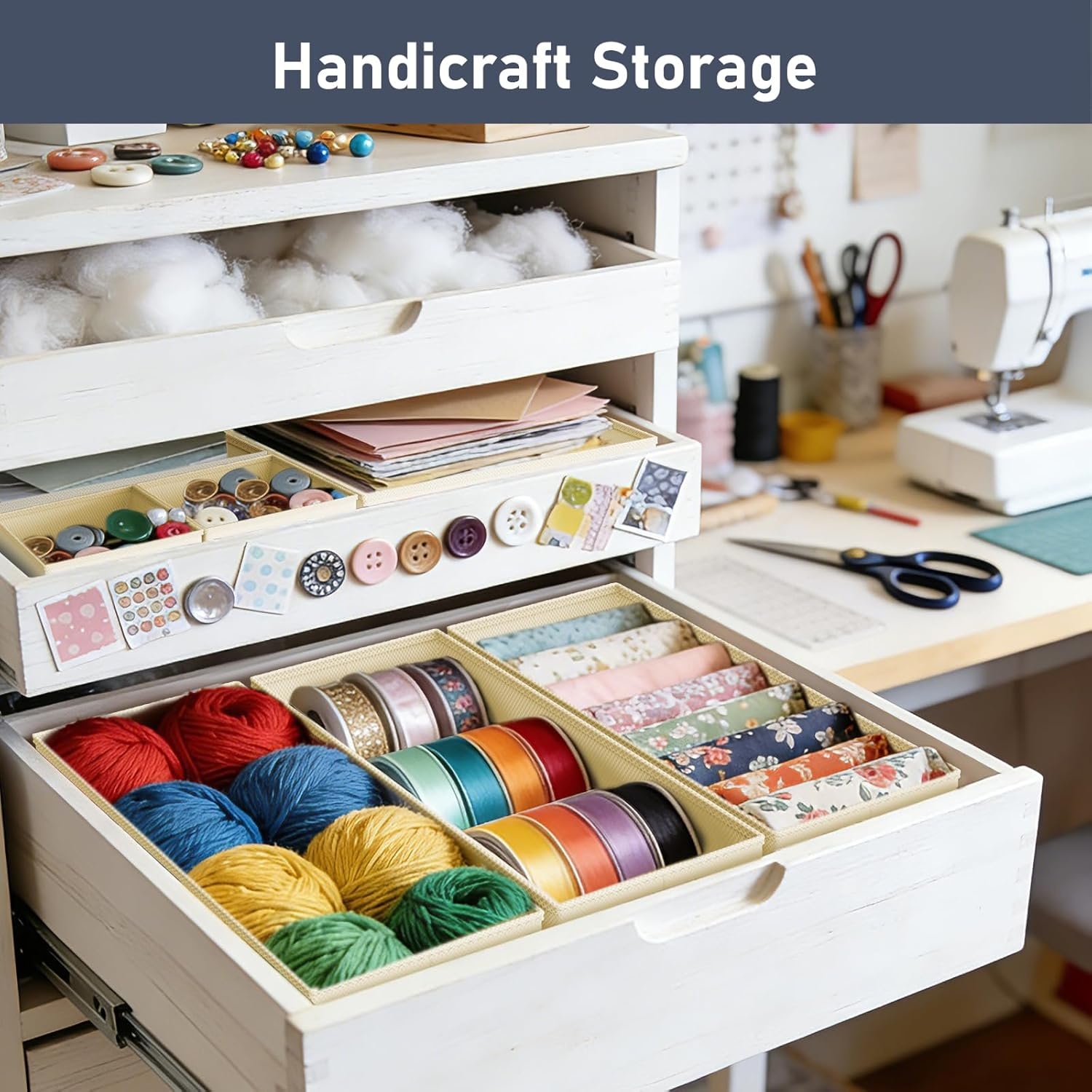image:imageDIMJ Drawer Organizer Clothes Storage 30 Pack Baby Dresser Organizer for Nursery Small Fabric Closet Drawer Organizer Bins for Underwears Socks Foldable Storage Dividers Organization for BedroomBeige