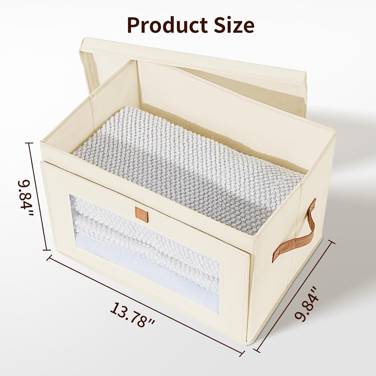 image:imageDIMJ Storage Bins with Lids 6 Pack Large Fabric Closet Organizer with Window amp Handles Collapsible Decorative Storage Boxes for Shelves Under Bed Books Clothes Blankets Sweaters OrganizationBeige