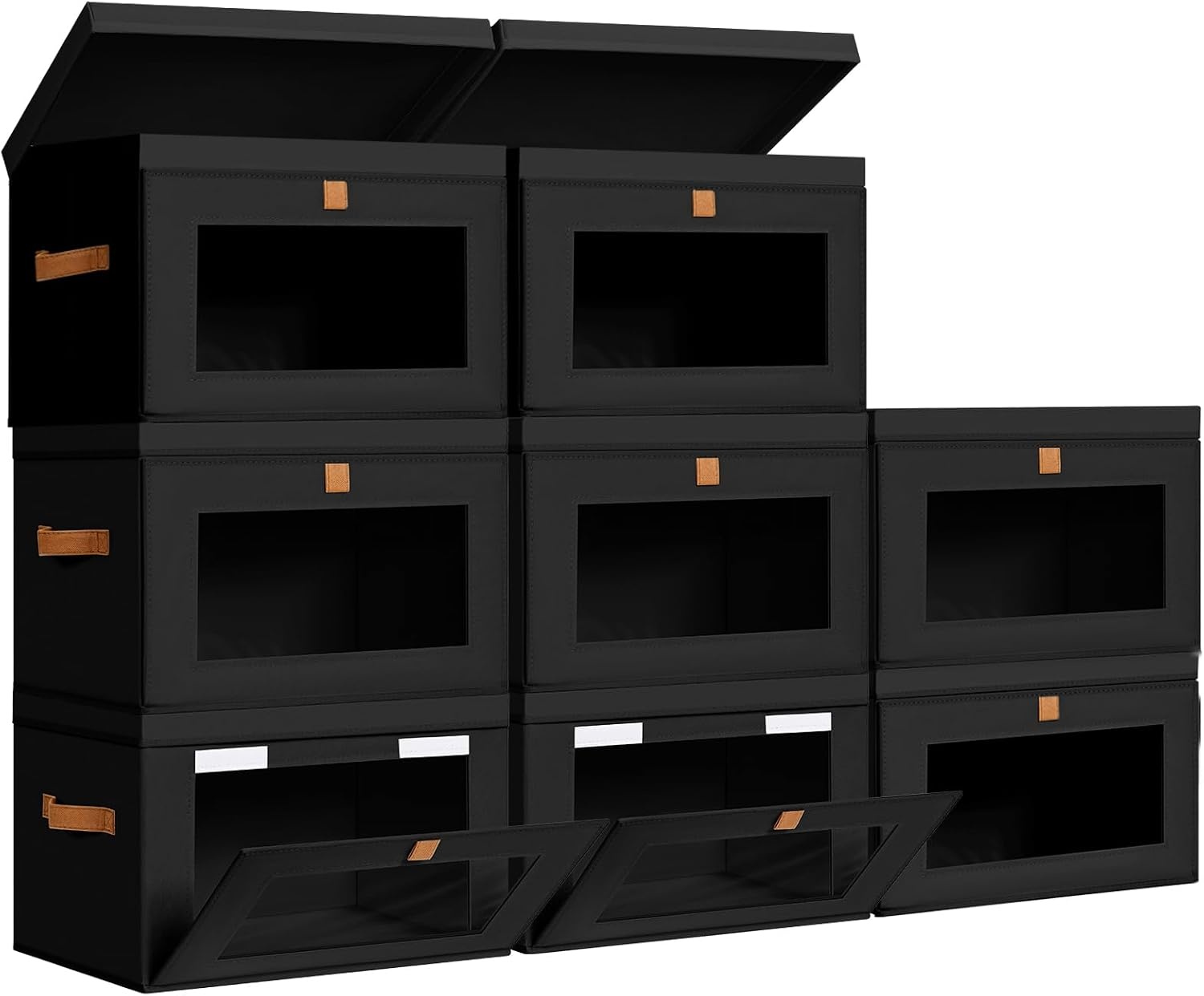 image:imageDIMJ Storage Bins with Lids 6 Pack Large Fabric Closet Organizer with Window amp Handles Collapsible Decorative Storage Boxes for Shelves Under Bed Books Clothes Blankets Sweaters OrganizationBlack