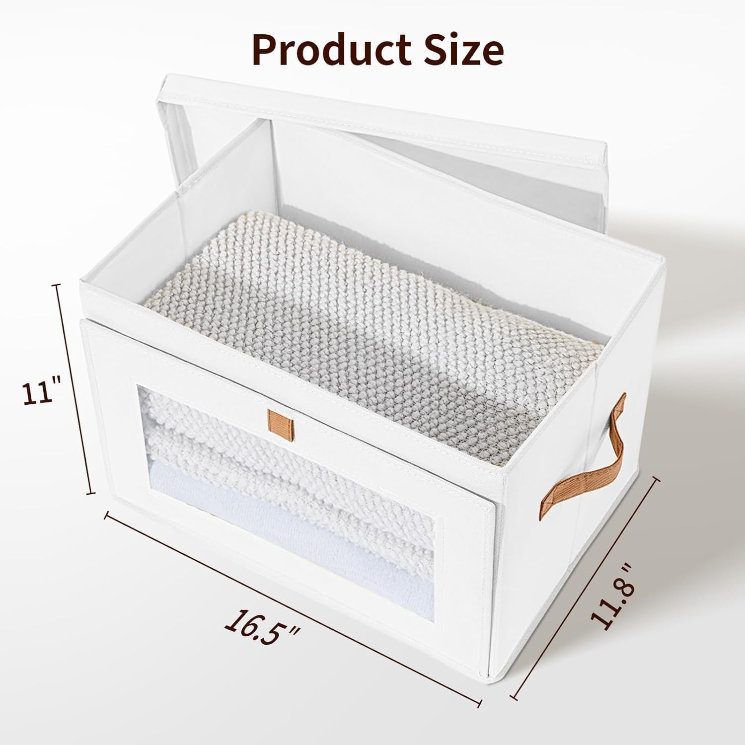 image:imageDIMJ Storage Bins with Lids 6 Pack Large Fabric Closet Organizer with Window amp Handles Collapsible Decorative Storage Boxes for Shelves Under Bed Books Clothes Blankets Sweaters OrganizationWhite