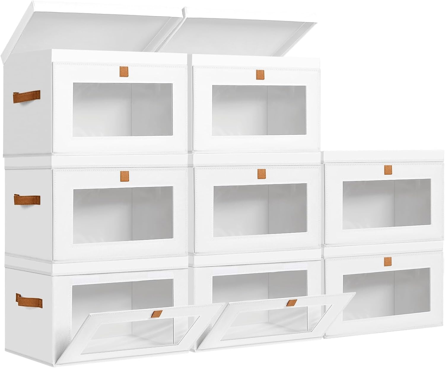 image:imageDIMJ Storage Bins with Lids 6 Pack Large Fabric Closet Organizer with Window amp Handles Collapsible Decorative Storage Boxes for Shelves Under Bed Books Clothes Blankets Sweaters OrganizationWhite