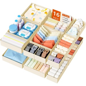 image:imageDIMJ Drawer Organizer Clothes Storage  20 Pack Baby Dresser Organizer for Nursery Foldable Closet Drawer Organizer Bins for Bedroom Organization Fabric Storage Dividers for Socks Underwears BrasBeige