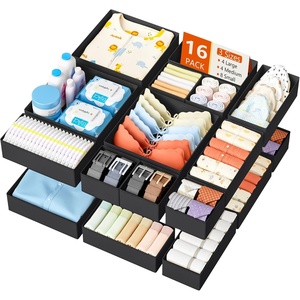 image:imageDIMJ Drawer Organizer Clothes Storage  20 Pack Baby Dresser Organizer for Nursery Foldable Closet Drawer Organizer Bins for Bedroom Organization Fabric Storage Dividers for Socks Underwears BrasBlack