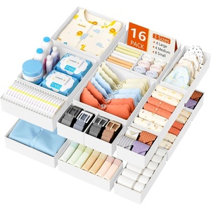 image:imageDIMJ Drawer Organizer Clothes Storage  20 Pack Baby Dresser Organizer for Nursery Foldable Closet Drawer Organizer Bins for Bedroom Organization Fabric Storage Dividers for Socks Underwears BrasWhite