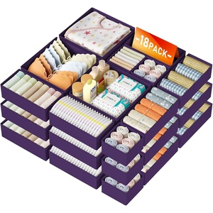 image:imageDIMJ Drawer Organizer Clothes Storage  20 Pack Baby Dresser Organizer for Nursery Foldable Closet Drawer Organizer Bins for Bedroom Organization Fabric Storage Dividers for Socks Underwears BrasPurple