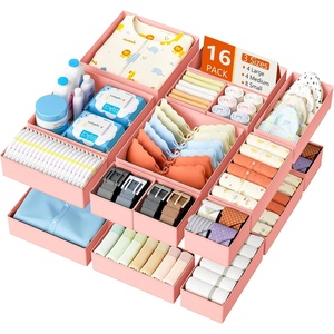 image:imageDIMJ Drawer Organizer Clothes Storage  20 Pack Baby Dresser Organizer for Nursery Foldable Closet Drawer Organizer Bins for Bedroom Organization Fabric Storage Dividers for Socks Underwears BrasPink
