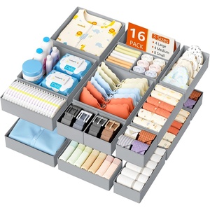 image:imageDIMJ Drawer Organizer Clothes Storage  20 Pack Baby Dresser Organizer for Nursery Foldable Closet Drawer Organizer Bins for Bedroom Organization Fabric Storage Dividers for Socks Underwears BrasGray