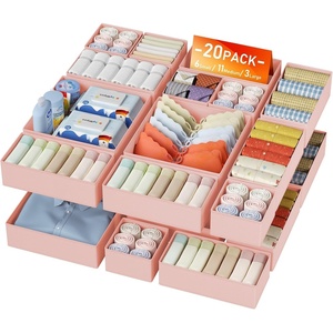 image:imageDIMJ Drawer Organizer Clothes Storage  24 Pack Baby Dresser Organizer for Nursery Small Fabric Closet Drawer Organizer Bins for Underwears Socks Foldable Storage Dividers Organization for BedroomPink