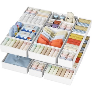 image:imageDIMJ Drawer Organizer Clothes Storage  24 Pack Baby Dresser Organizer for Nursery Small Fabric Closet Drawer Organizer Bins for Underwears Socks Foldable Storage Dividers Organization for BedroomWhite