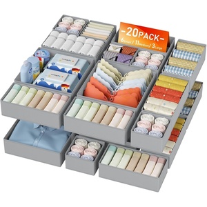 image:imageDIMJ Drawer Organizer Clothes Storage  24 Pack Baby Dresser Organizer for Nursery Small Fabric Closet Drawer Organizer Bins for Underwears Socks Foldable Storage Dividers Organization for BedroomGray
