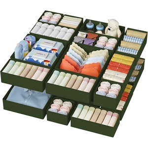 image:imageDIMJ Drawer Organizer Clothes Storage  24 Pack Baby Dresser Organizer for Nursery Small Fabric Closet Drawer Organizer Bins for Underwears Socks Foldable Storage Dividers Organization for BedroomGreen