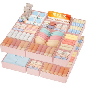 image:imageDIMJ Drawer Organizer Clothes Storage  30 Pack Baby Dresser Organizer for Nursery Small Fabric Closet Drawer Organizer Bins for Underwears Socks Foldable Storage Dividers Organization for BedroomPink