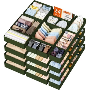image:imageDIMJ Drawer Organizer Clothes Storage  30 Pack Baby Dresser Organizer for Nursery Small Fabric Closet Drawer Organizer Bins for Underwears Socks Foldable Storage Dividers Organization for BedroomGreen