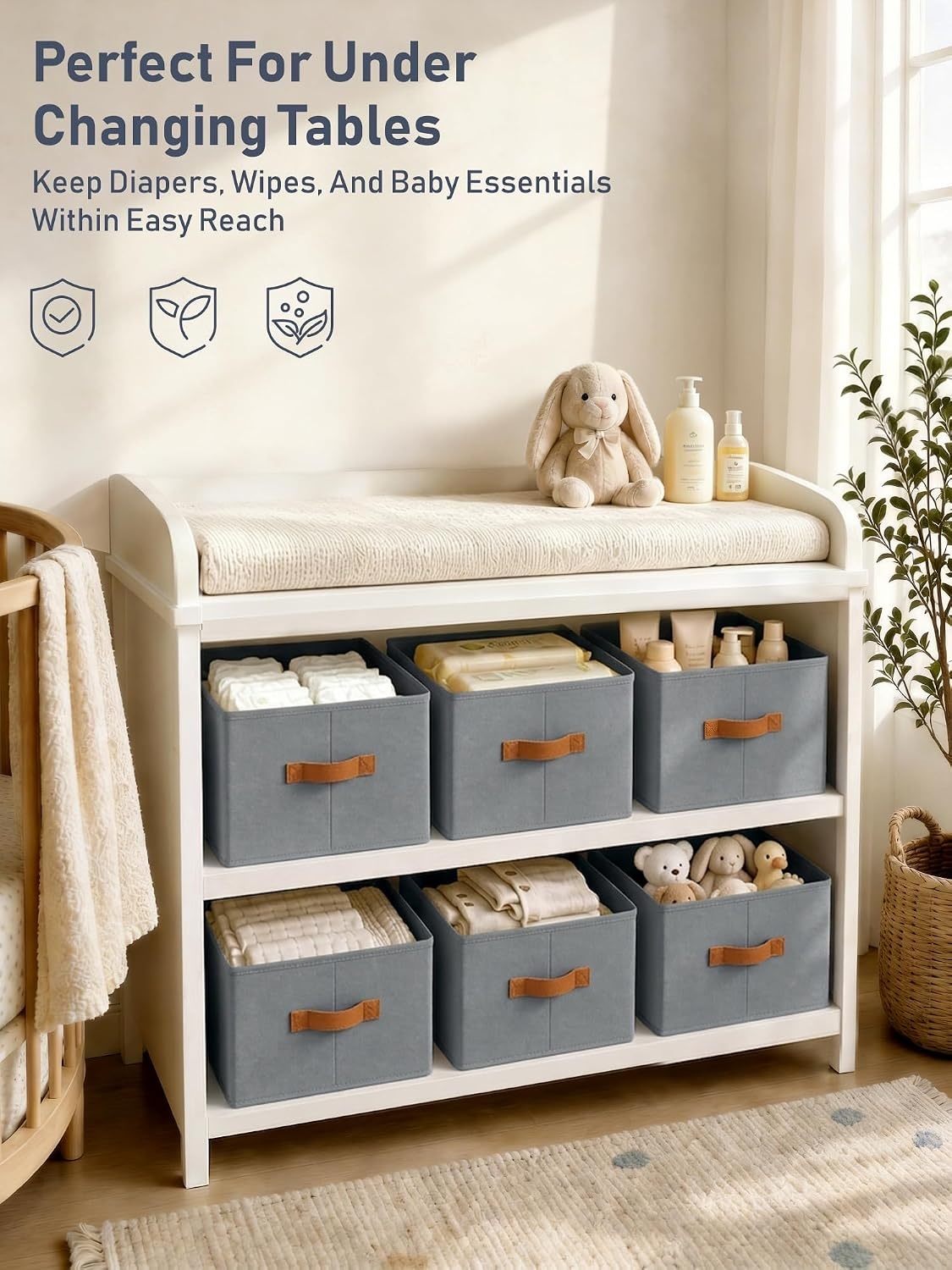 image:image8 Pack Large Closet Storage Baskets Bins for Shelves Collapsible Fabric Closet Organizers and Storage with Polyester Handles Decorative Baskets for Organizing Clothes Towels Linen Closet 14x10Gray