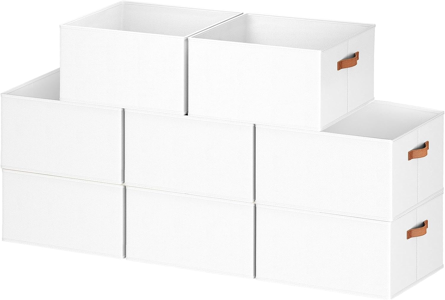 image:image8 Pack Large Closet Storage Baskets Bins for Shelves Collapsible Fabric Closet Organizers and Storage with Polyester Handles Decorative Baskets for Organizing Clothes Towels Linen Closet 14x10White