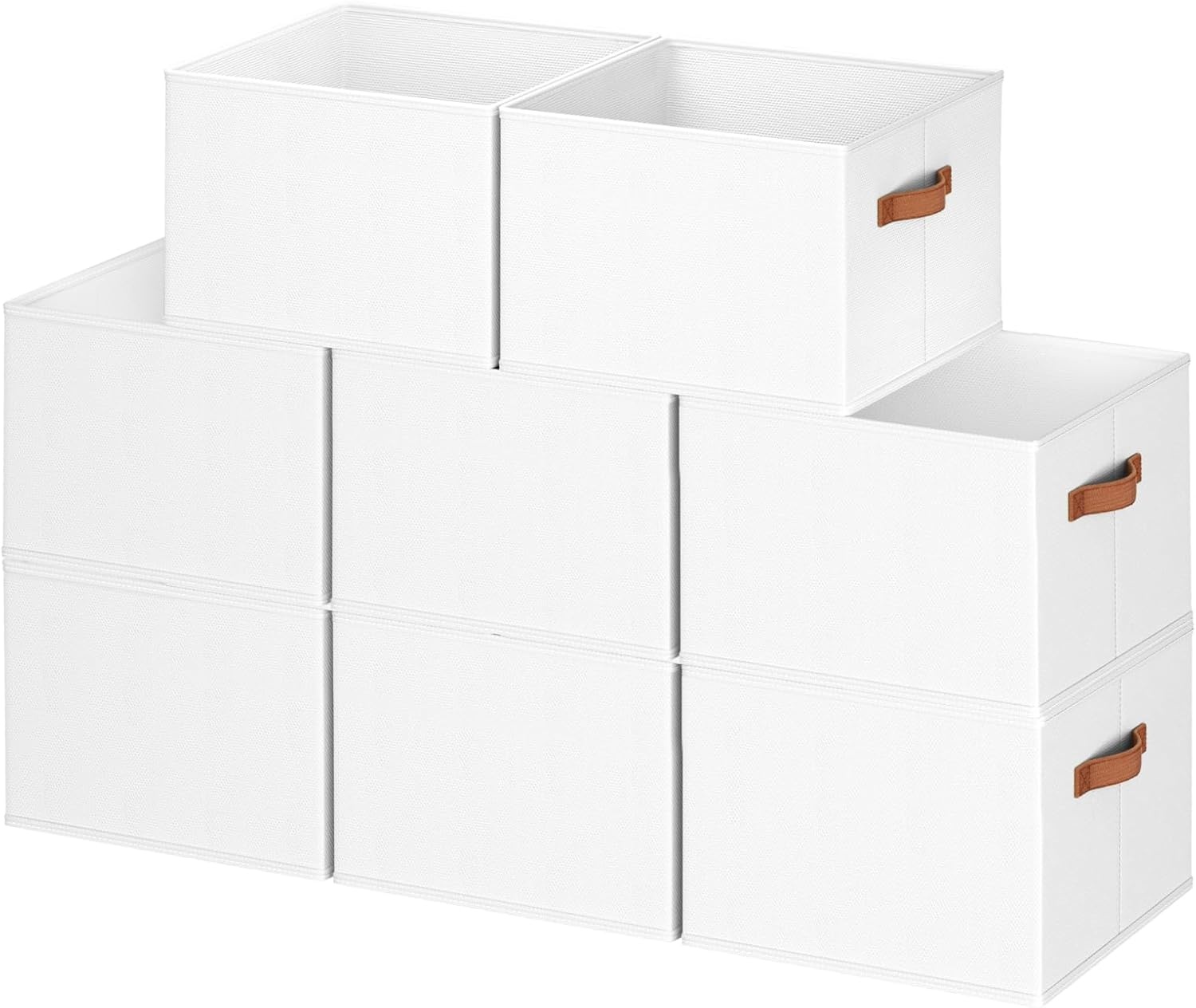 image:image8 Pack Large Closet Storage Baskets Bins for Shelves Collapsible Fabric Closet Organizers and Storage with Polyester Handles Decorative Baskets for Organizing Clothes Towels Linen Closet 14x10White