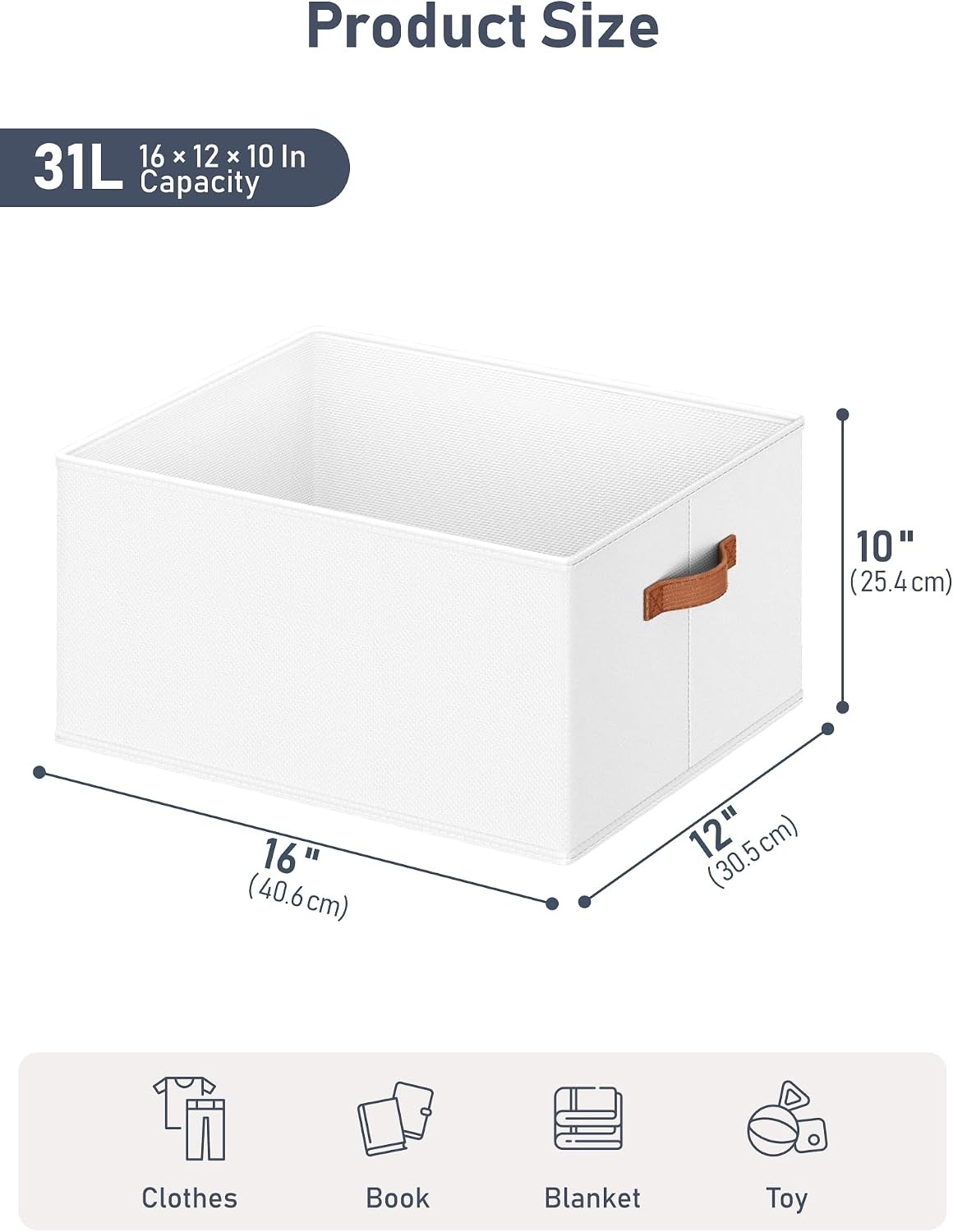 image:image8 Pack Large Closet Storage Baskets Bins for Shelves Collapsible Fabric Closet Organizers and Storage with Polyester Handles Decorative Baskets for Organizing Clothes Towels Linen Closet 14x10White