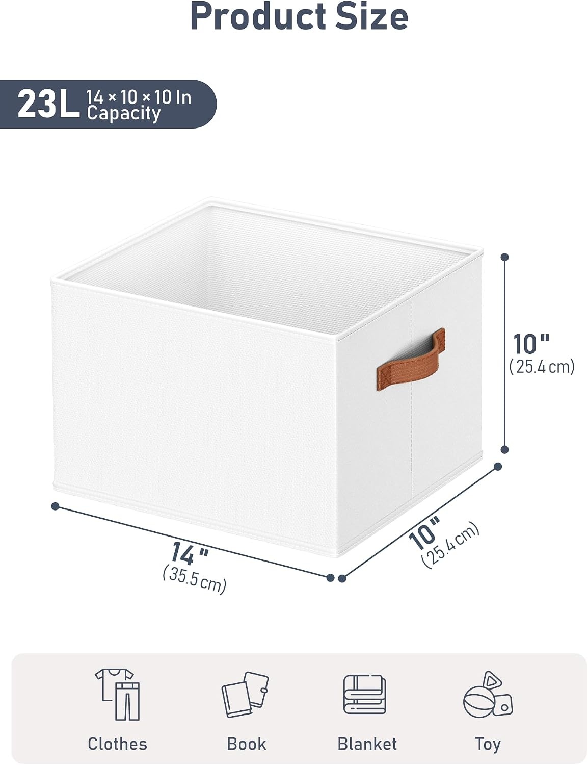 image:image8 Pack Large Closet Storage Baskets Bins for Shelves Collapsible Fabric Closet Organizers and Storage with Polyester Handles Decorative Baskets for Organizing Clothes Towels Linen Closet 14x10White