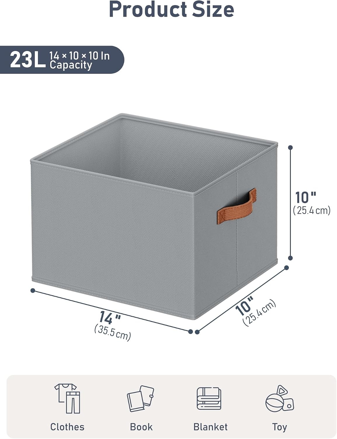 image:image8 Pack Large Closet Storage Baskets Bins for Shelves Collapsible Fabric Closet Organizers and Storage with Polyester Handles Decorative Baskets for Organizing Clothes Towels Linen Closet 14x10Gray