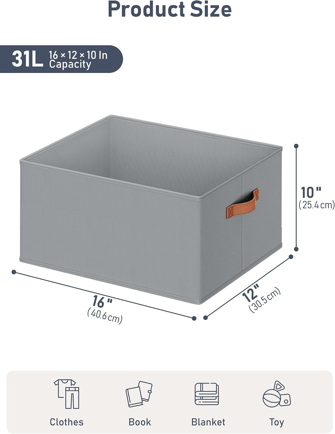 image:image8 Pack Large Closet Storage Baskets Bins for Shelves Collapsible Fabric Closet Organizers and Storage with Polyester Handles Decorative Baskets for Organizing Clothes Towels Linen Closet 14x10Gray