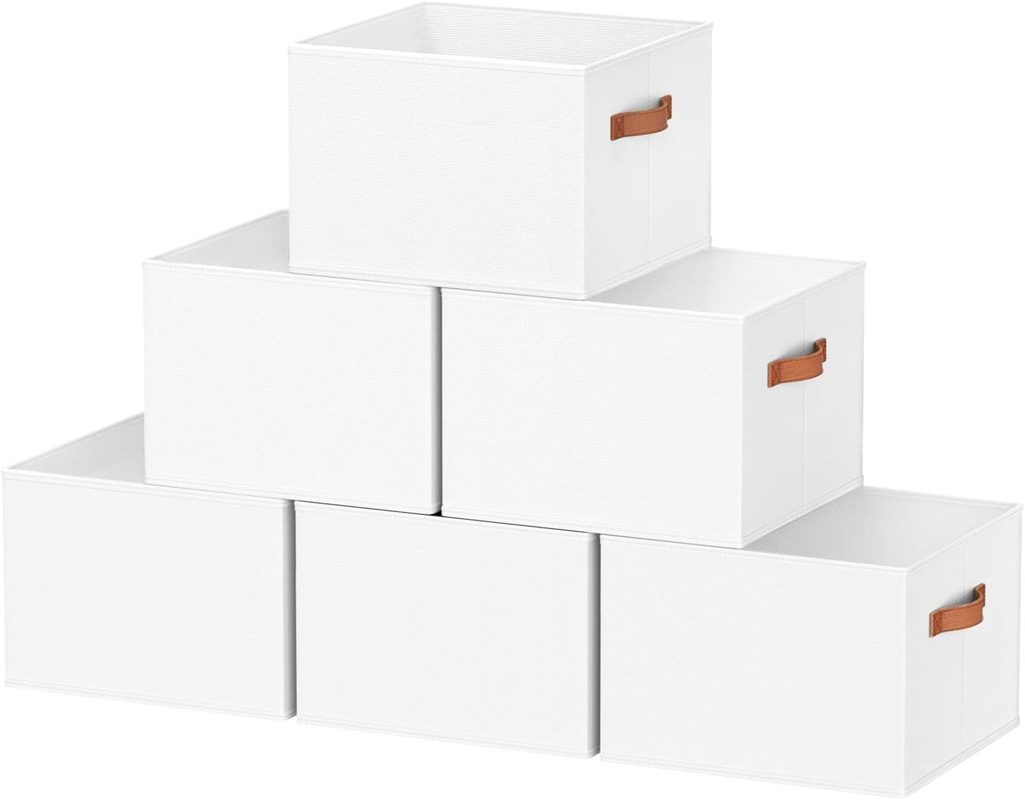 image:image8 Pack Large Closet Storage Baskets Bins for Shelves Collapsible Fabric Closet Organizers and Storage with Polyester Handles Decorative Baskets for Organizing Clothes Towels Linen Closet 14x10White