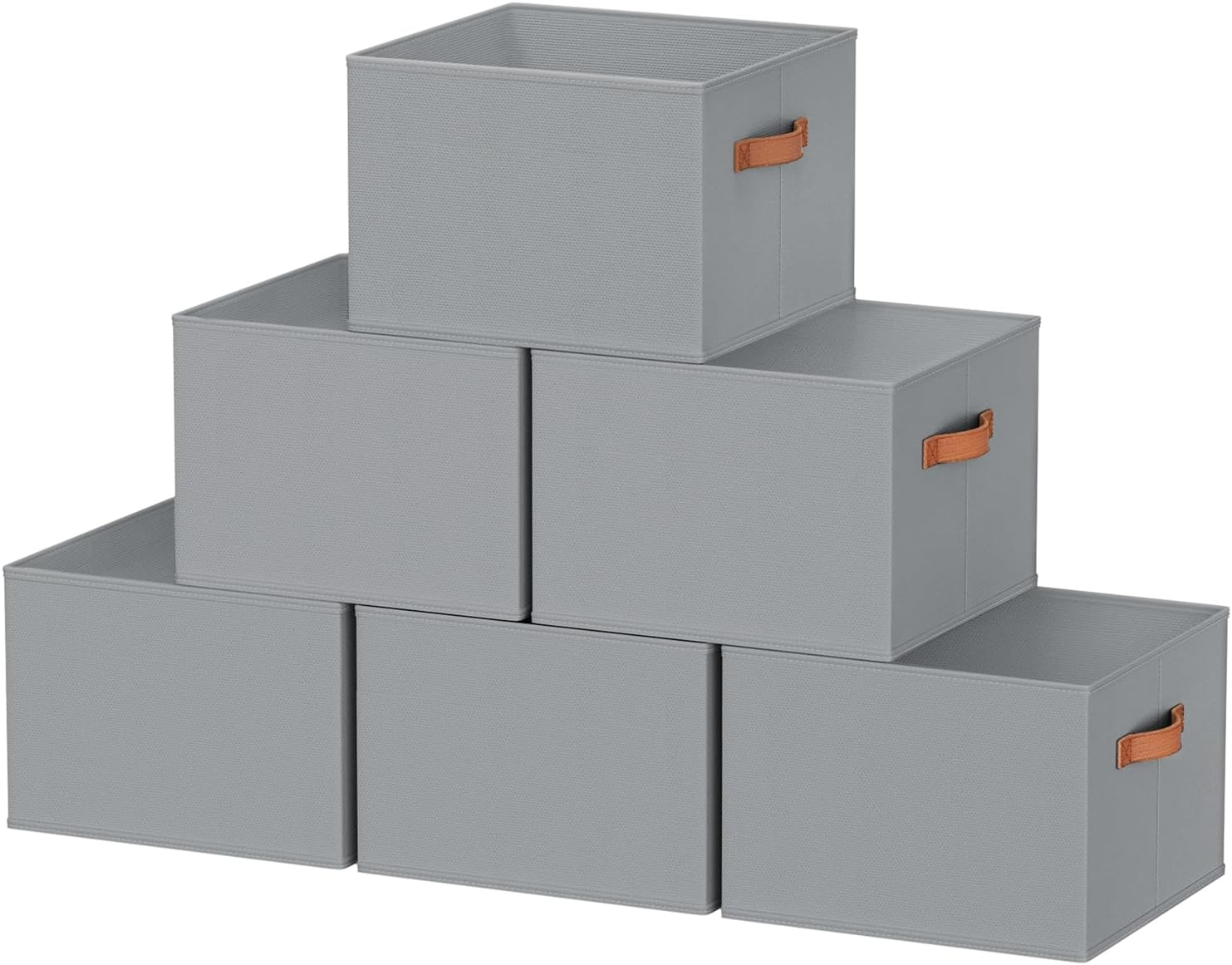 image:image8 Pack Large Closet Storage Baskets Bins for Shelves Collapsible Fabric Closet Organizers and Storage with Polyester Handles Decorative Baskets for Organizing Clothes Towels Linen Closet 14x10Gray
