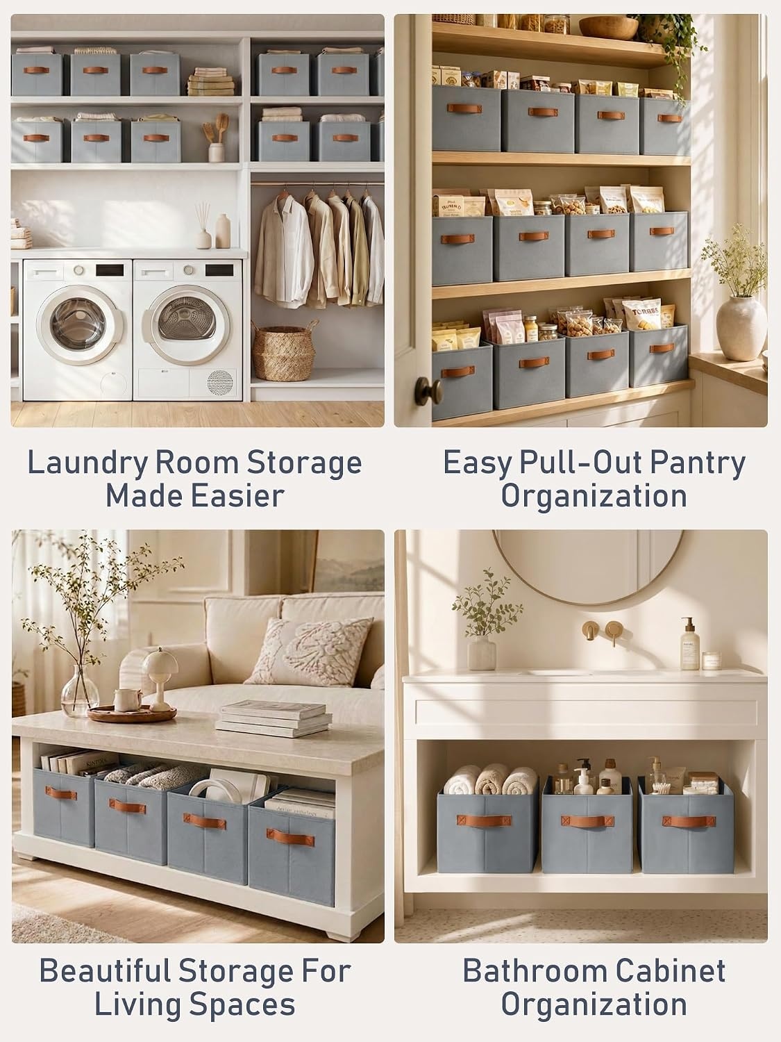 image:image8 Pack Large Closet Storage Baskets Bins for Shelves Collapsible Fabric Closet Organizers and Storage with Polyester Handles Decorative Baskets for Organizing Clothes Towels Linen Closet 14x10Gray