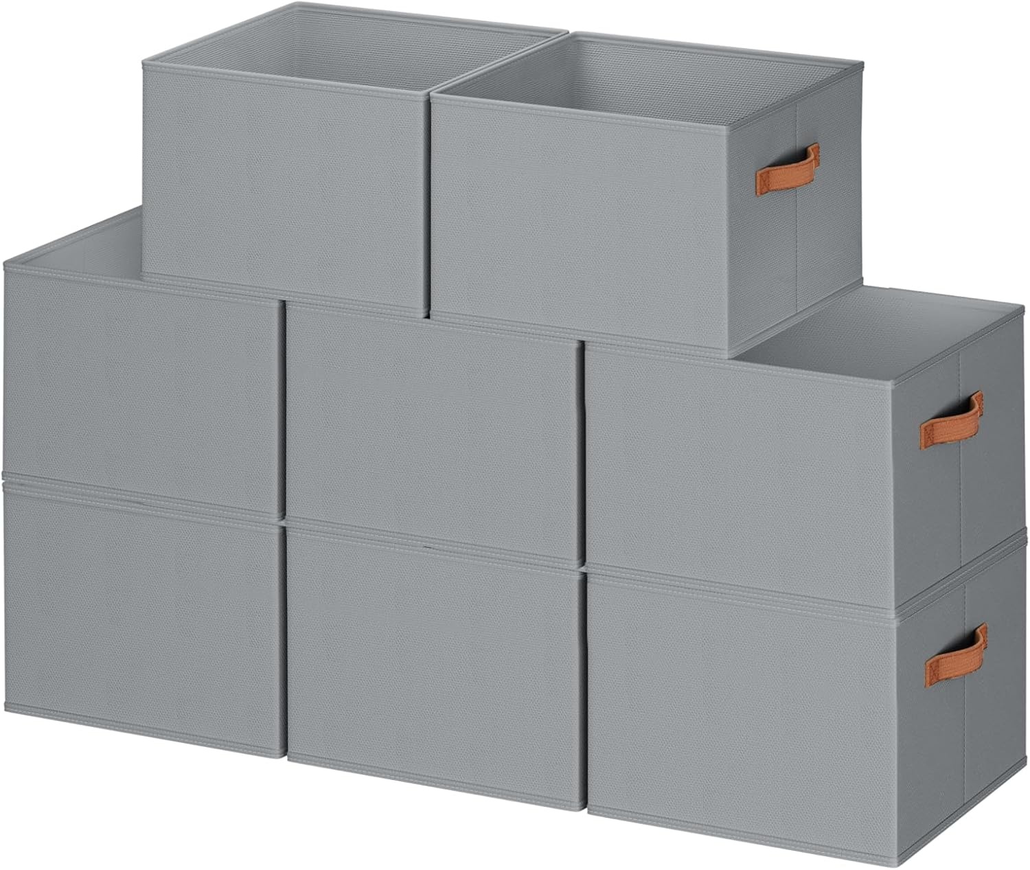 image:image8 Pack Large Closet Storage Baskets Bins for Shelves Collapsible Fabric Closet Organizers and Storage with Polyester Handles Decorative Baskets for Organizing Clothes Towels Linen Closet 14x10Gray