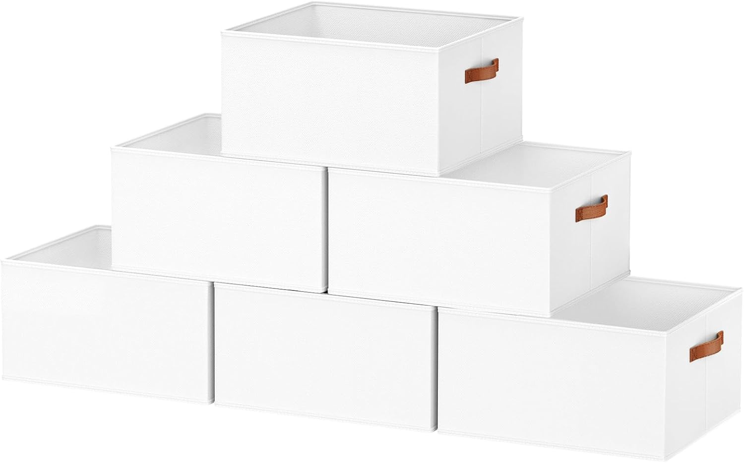 image:image8 Pack Large Closet Storage Baskets Bins for Shelves Collapsible Fabric Closet Organizers and Storage with Polyester Handles Decorative Baskets for Organizing Clothes Towels Linen Closet 14x10White