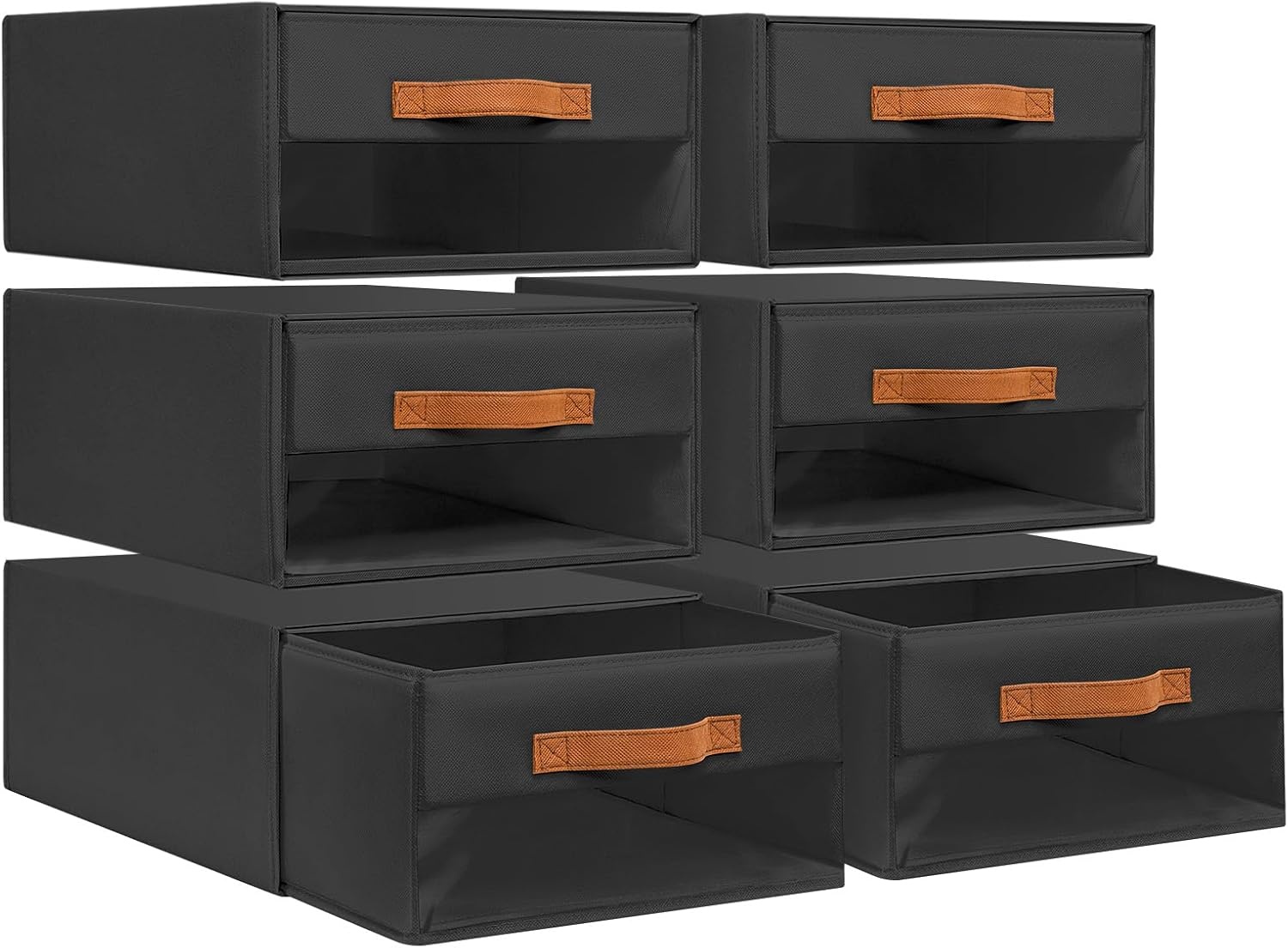 image:imageDIMJ Closet Organizers and Storage Foldable Storage Bins with Drawers Fabric Stackable Storage Drawers with Clear WindowFabric Clothes Organizers and Storage Drawers for Closet 4Pack BlackBlack