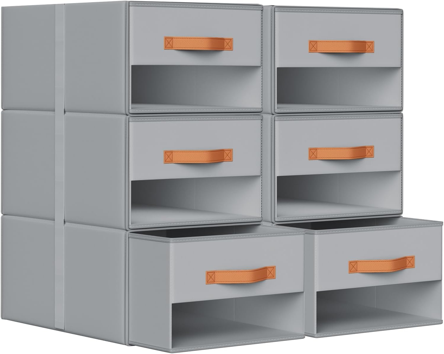image:imageDIMJ Closet Organizers and Storage Foldable Storage Bins with Drawers Fabric Stackable Storage Drawers with Clear WindowFabric Clothes Organizers and Storage Drawers for Closet 4Pack BlackGrey