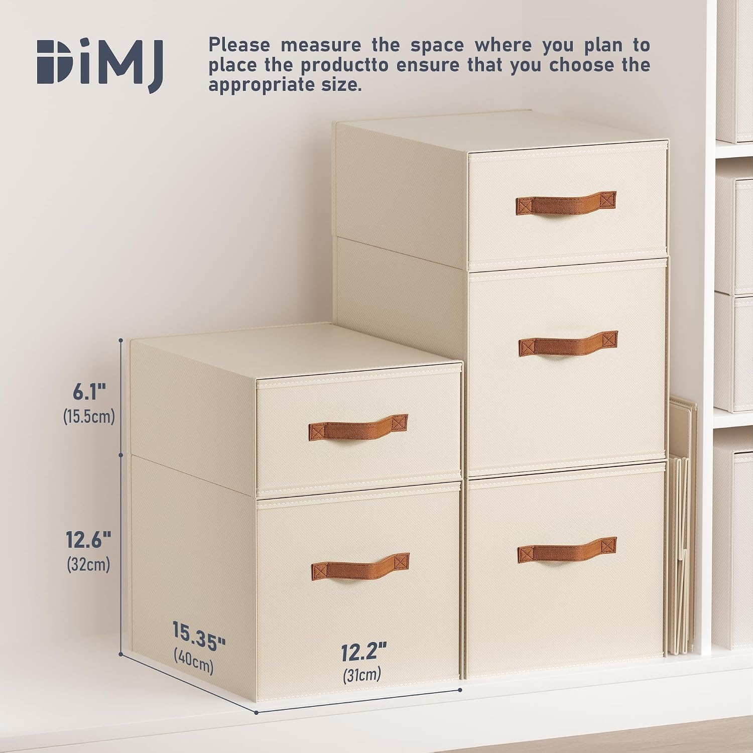 image:imageDIMJ Closet Organizers and Storage Foldable Storage Bins with Drawers Fabric Stackable Storage Drawers with Clear WindowFabric Clothes Organizers and Storage Drawers for Closet 4Pack BlackBeige