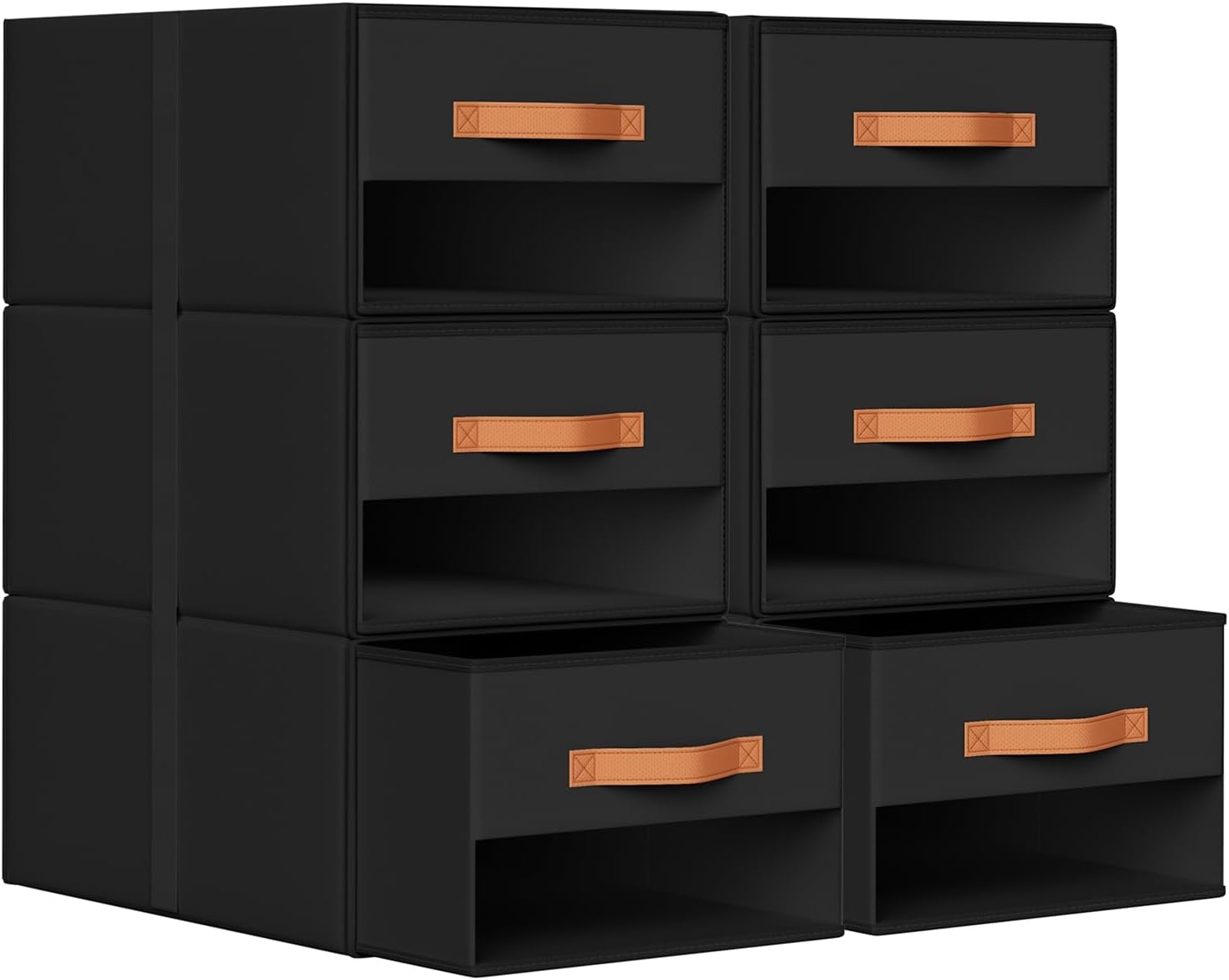image:imageDIMJ Closet Organizers and Storage Foldable Storage Bins with Drawers Fabric Stackable Storage Drawers with Clear WindowFabric Clothes Organizers and Storage Drawers for Closet 4Pack BlackBlack