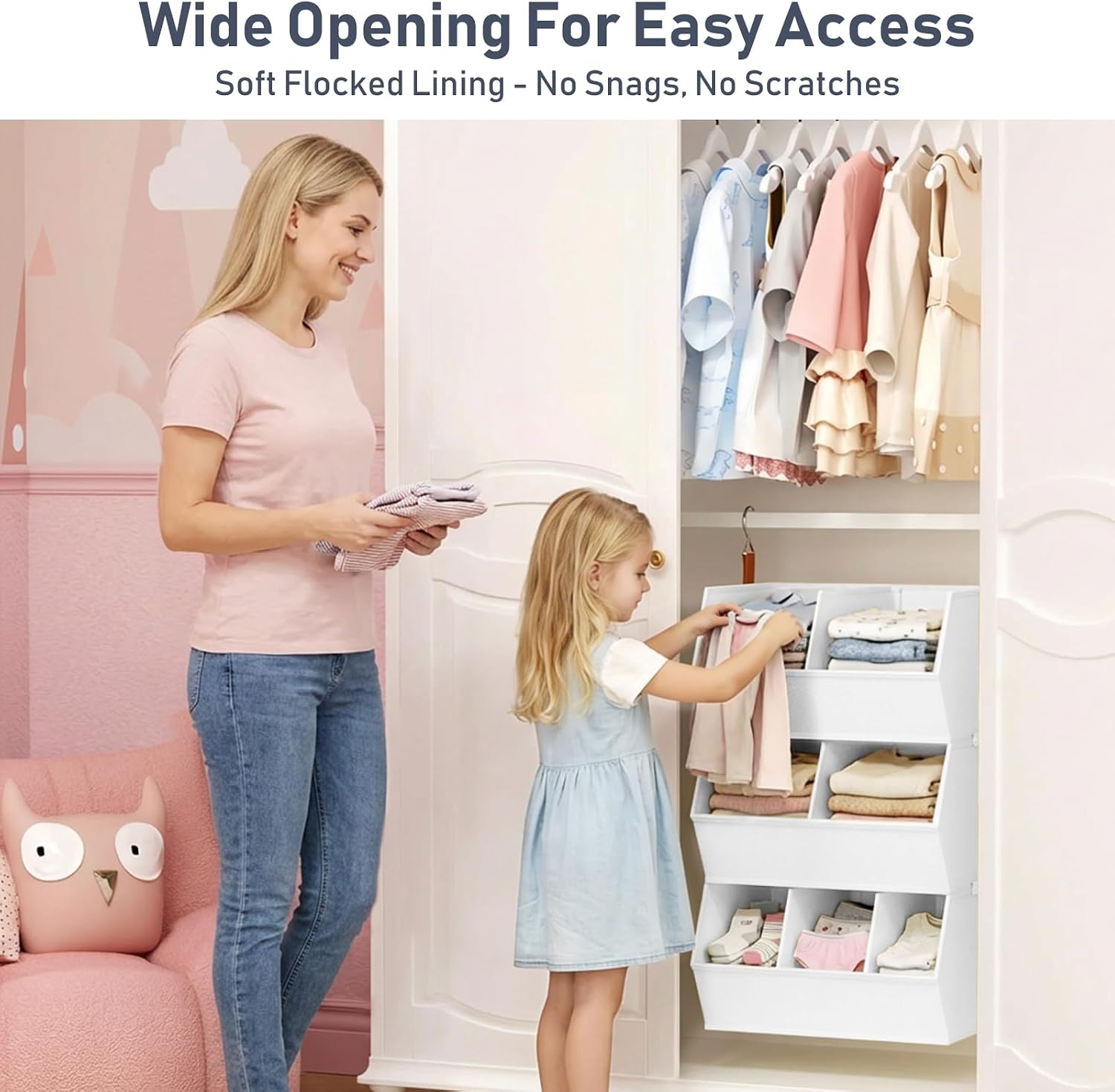 image:imageHanging Closet Organizer Extra Large Clothes Hanging Shelves for Closet with Divider Collapsible Closet Storage System Fabric Closet Hanging Organizer for Home Dorm Rv Handbags Underwear SockWhite
