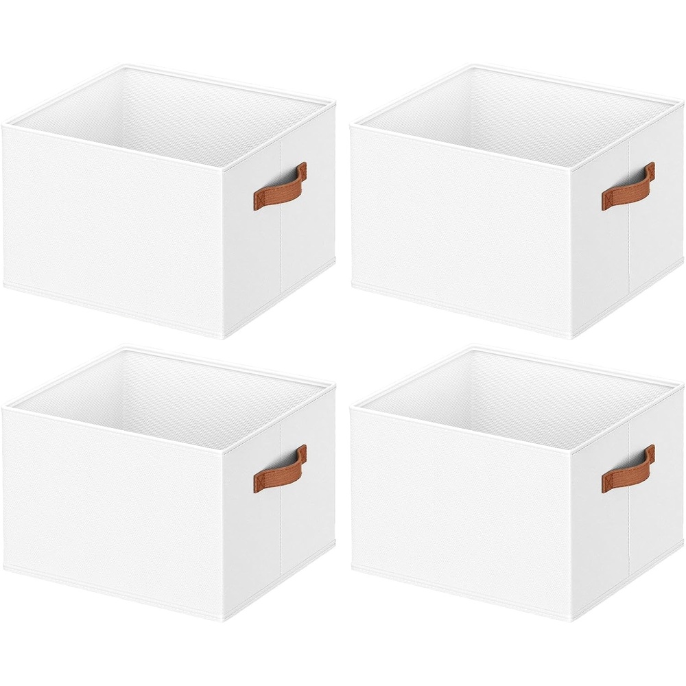 image:image8 Pack Large Closet Storage Baskets Bins for Shelves Collapsible Fabric Closet Organizers and Storage with Polyester Handles Decorative Baskets for Organizing Clothes Towels Linen Closet 14x10White
