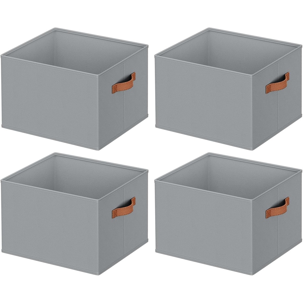 image:image8 Pack Large Closet Storage Baskets Bins for Shelves Collapsible Fabric Closet Organizers and Storage with Polyester Handles Decorative Baskets for Organizing Clothes Towels Linen Closet 14x10Gray