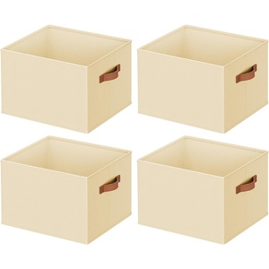 image:image8 Pack Large Closet Storage Baskets Bins for Shelves Collapsible Fabric Closet Organizers and Storage with Polyester Handles Decorative Baskets for Organizing Clothes Towels Linen Closet 14x10Beige
